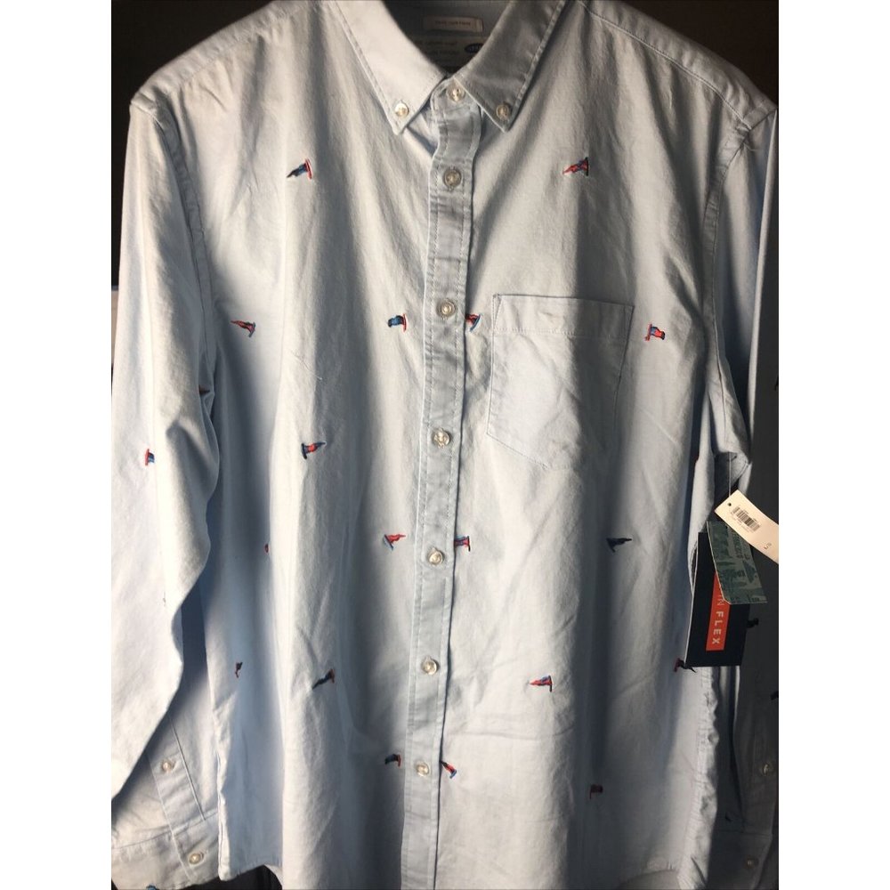Old Navy Oxford Shirt LARGE Slim Fit Blue OCBD LS